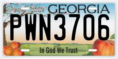 GA license plate PWN3706