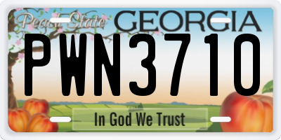 GA license plate PWN3710