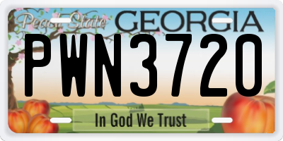 GA license plate PWN3720