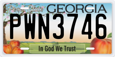 GA license plate PWN3746