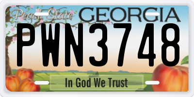GA license plate PWN3748