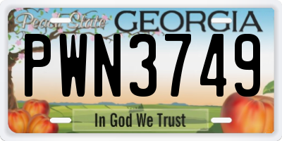 GA license plate PWN3749