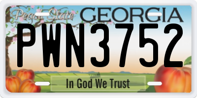 GA license plate PWN3752