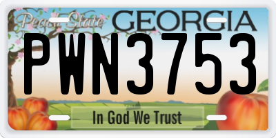 GA license plate PWN3753