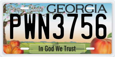 GA license plate PWN3756