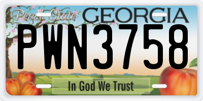 GA license plate PWN3758