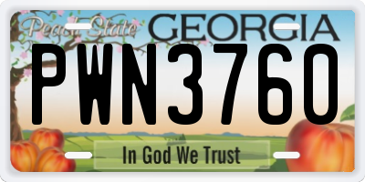 GA license plate PWN3760