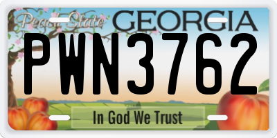 GA license plate PWN3762