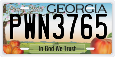 GA license plate PWN3765
