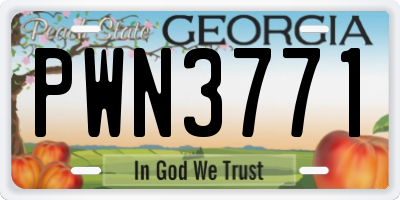 GA license plate PWN3771