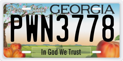 GA license plate PWN3778