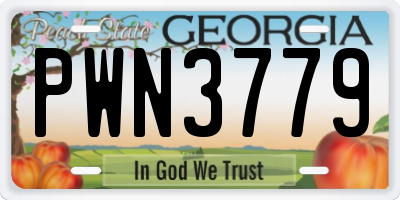 GA license plate PWN3779