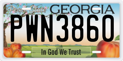 GA license plate PWN3860