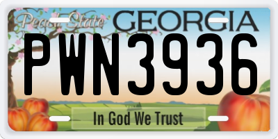 GA license plate PWN3936