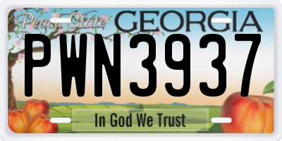 GA license plate PWN3937