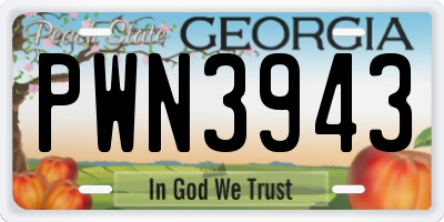 GA license plate PWN3943