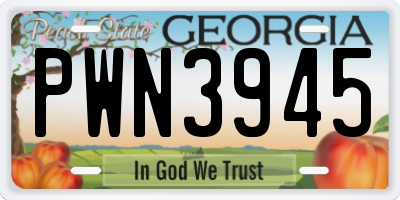 GA license plate PWN3945