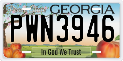 GA license plate PWN3946