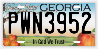 GA license plate PWN3952