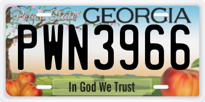 GA license plate PWN3966
