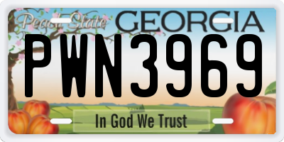GA license plate PWN3969