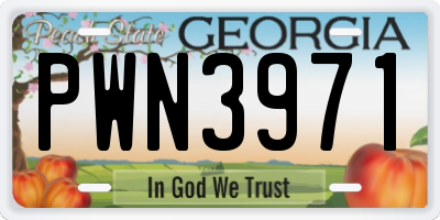 GA license plate PWN3971