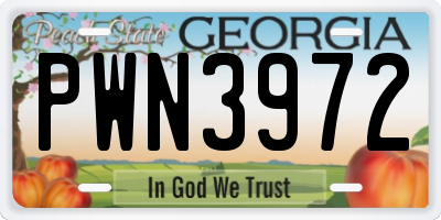 GA license plate PWN3972