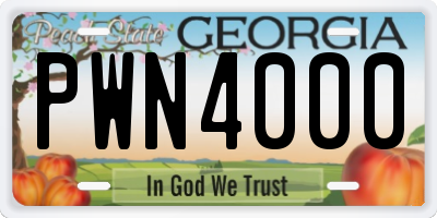 GA license plate PWN4000