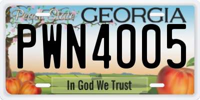 GA license plate PWN4005