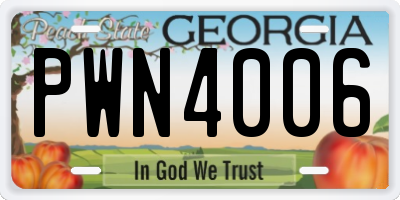 GA license plate PWN4006
