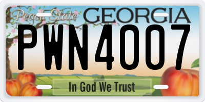 GA license plate PWN4007
