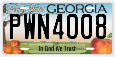 GA license plate PWN4008