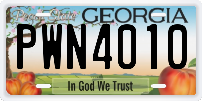 GA license plate PWN4010