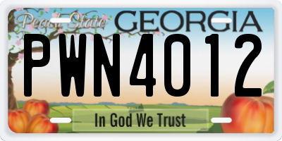 GA license plate PWN4012