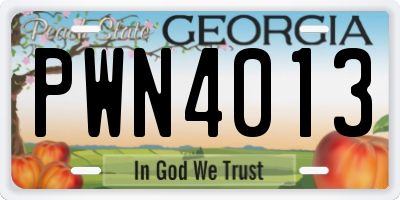 GA license plate PWN4013