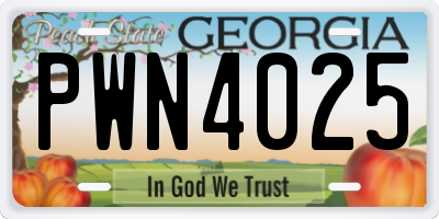 GA license plate PWN4025
