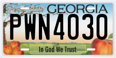 GA license plate PWN4030