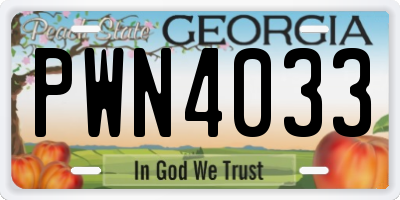 GA license plate PWN4033