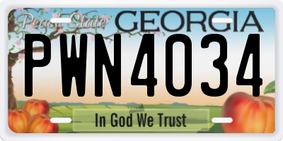 GA license plate PWN4034