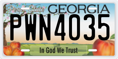 GA license plate PWN4035