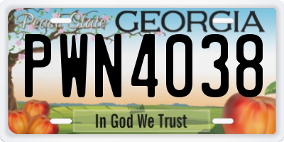 GA license plate PWN4038