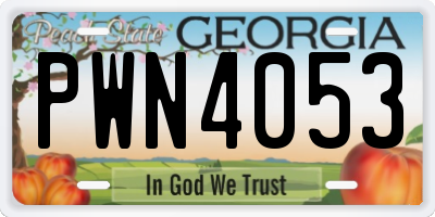 GA license plate PWN4053