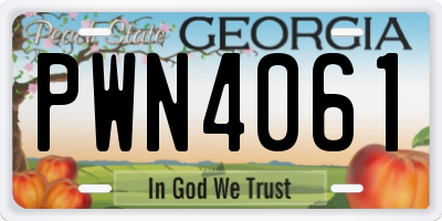 GA license plate PWN4061