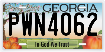 GA license plate PWN4062