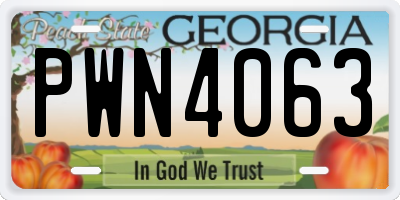 GA license plate PWN4063