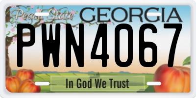 GA license plate PWN4067