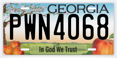 GA license plate PWN4068