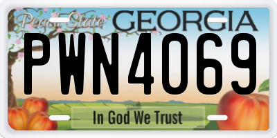 GA license plate PWN4069