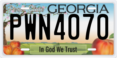 GA license plate PWN4070