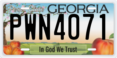 GA license plate PWN4071